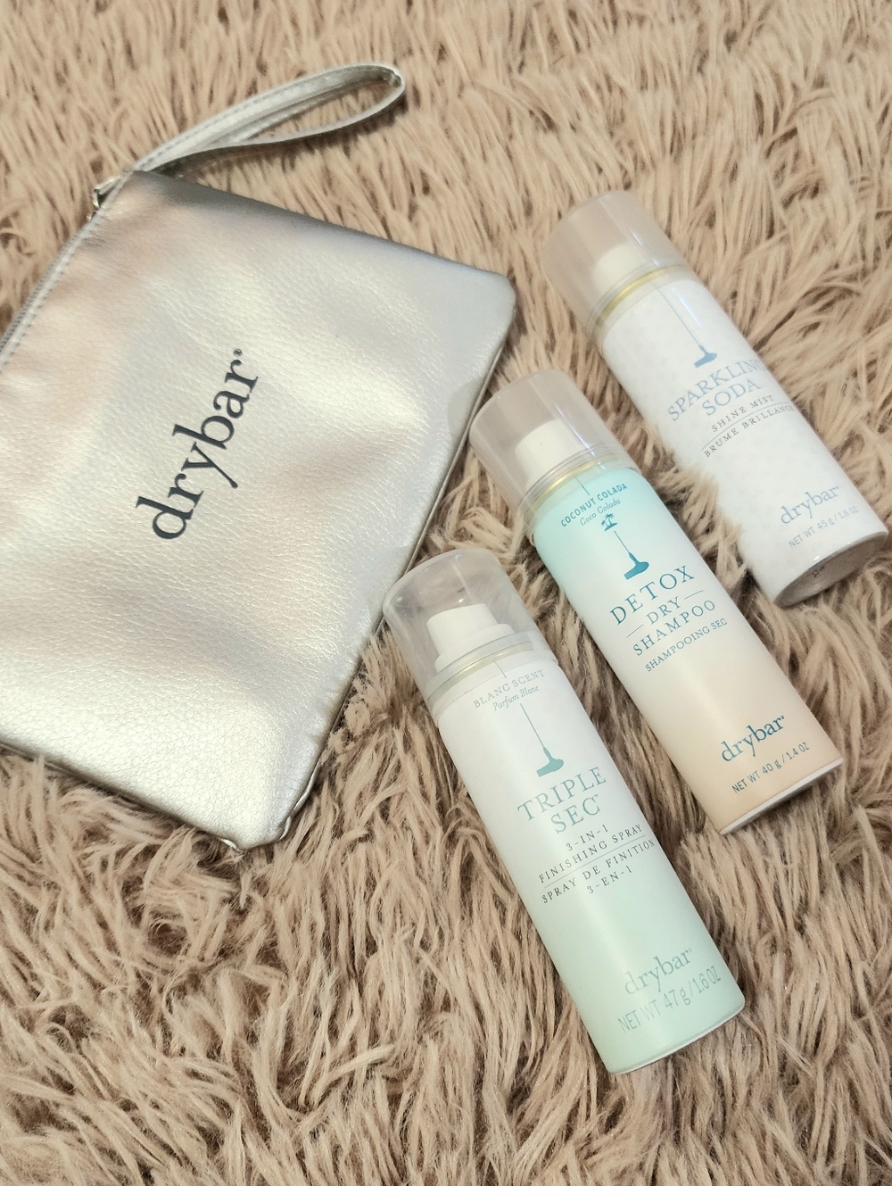 Drybar Travel Hair Styling Set with Silver Cosmetic Pouch